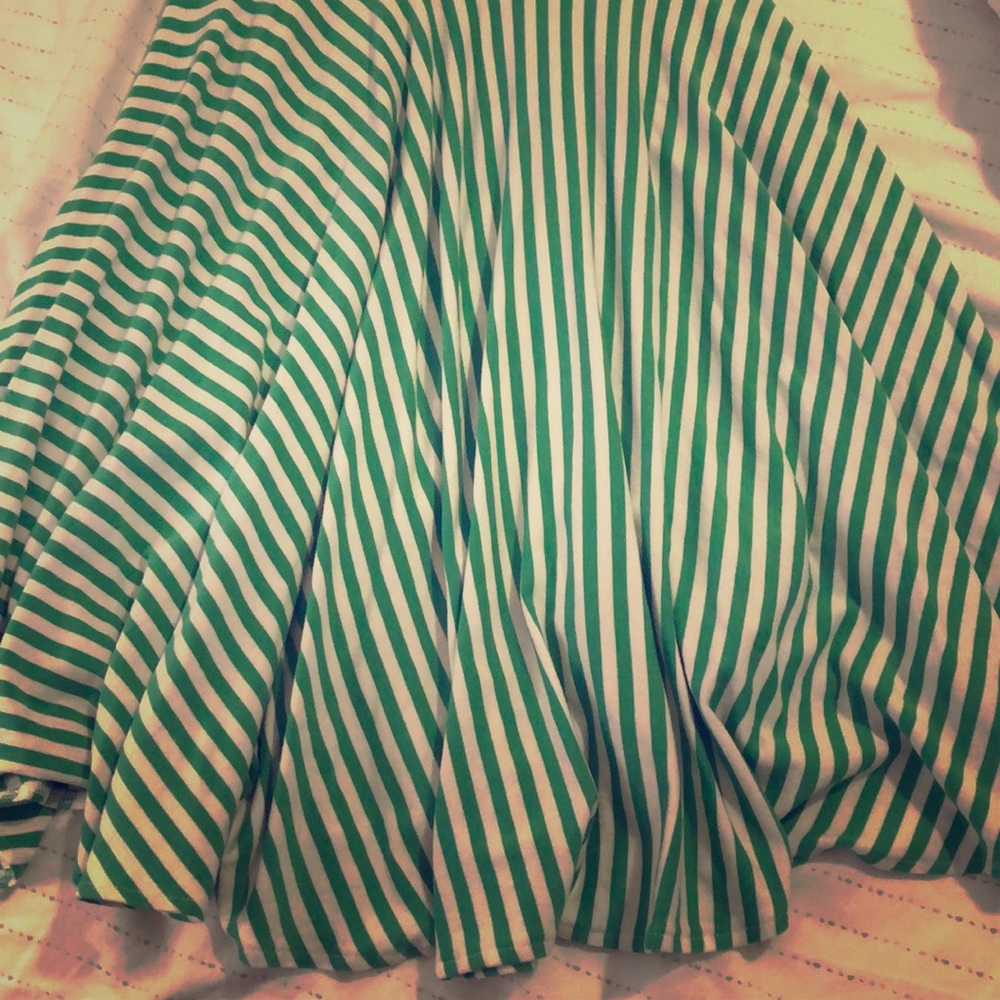 Strapless green and white dress